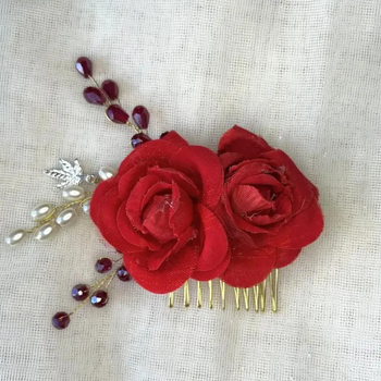 Red Flower Comb Pin